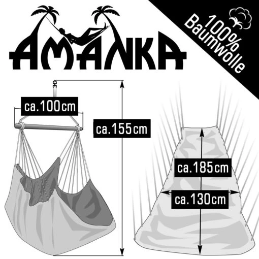 XXL Hängesessel Für 2 Personen Bis 150kg Hängestuhl 185x130cm In Andere – Bild 5
