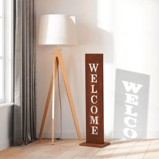 Stahl Standschild Welcome In Rost – Bild 3