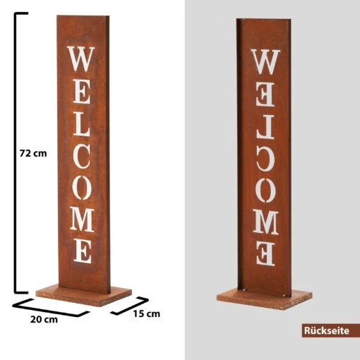 Stahl Standschild Welcome In Rost – Bild 5
