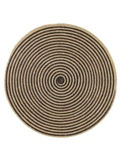 Seegras-Teppich In Natur/ Schwarz - Ø 120 Cm