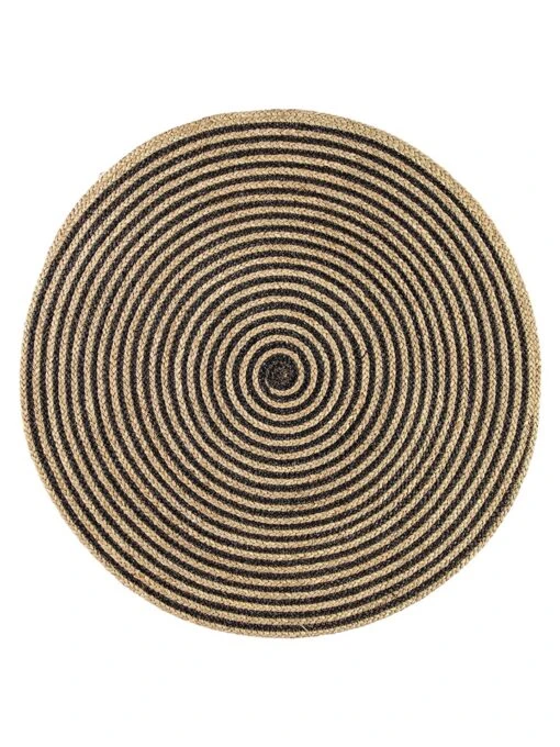 Seegras-Teppich In Natur/ Schwarz - Ø 120 Cm