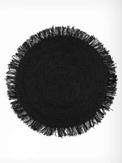 Seegras-Teppich In Schwarz - Ø 100 Cm