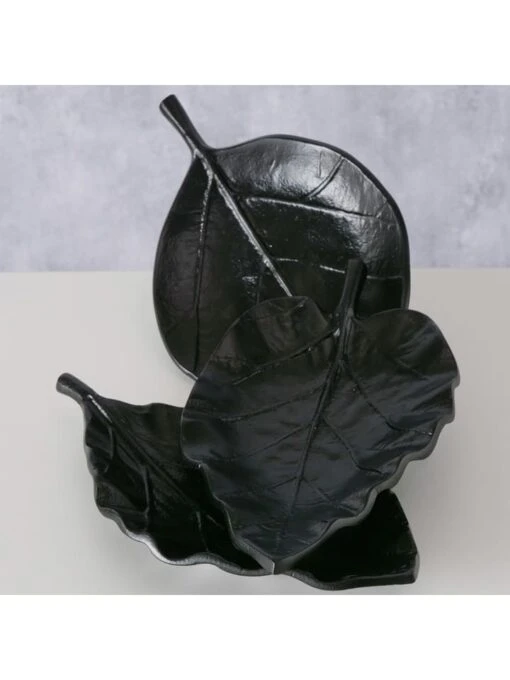 3er-Set: Dekoschalen "Blatt" In Schwarz - (L)27 X (B)20 Cm – Bild 5