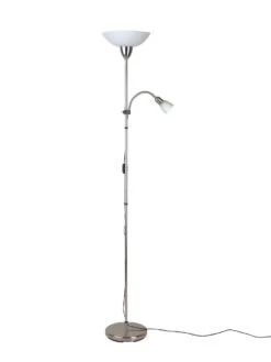 BRILLIANT Deckenfluter Mit Lesearm Darlington ⌀ 28 Cm In Eisen/weiß