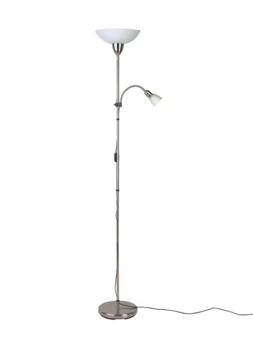 BRILLIANT Deckenfluter Mit Lesearm Darlington ⌀ 28 Cm In Eisen/weiß