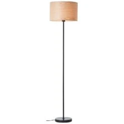BRILLIANT Standleuchte, 1-flammig Romm ⌀ 38 Cm In Holz Hell/schwarz