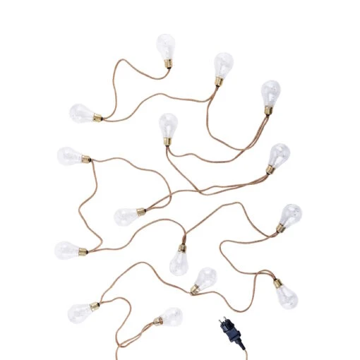 LED Lichterkette Mit Naturseil 15 Lichter Und Stecker BULB LIGHTS In Natur