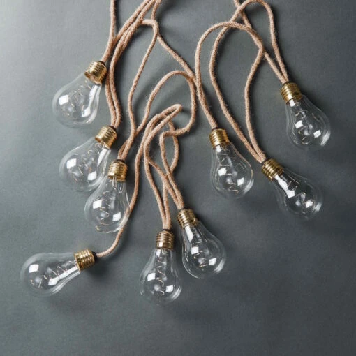 LED Lichterkette Mit Naturseil 15 Lichter Und Stecker BULB LIGHTS In Natur – Bild 7