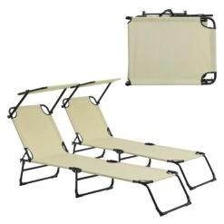 Sonnenliege Lomeda 2er Set In Creme (L)187cm (B)53cm (H)27cm