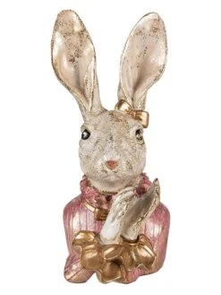 Dekofigur "Kaninchen" In Beige/ Rosa - (B)12 X (H)24 X (T)11 Cm