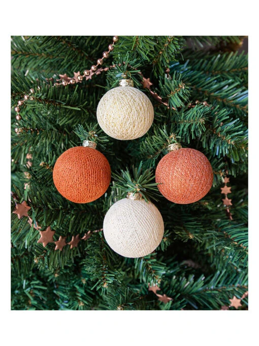 12er-Set: Weihnachtskugeln In Hellbraun/ Gold/ Creme - Ø 6,5 Cm – Bild 2