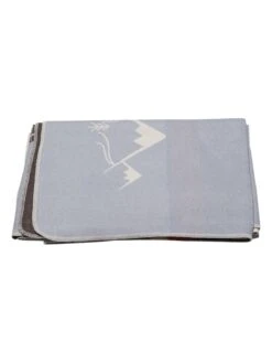 Flanelldecke "Silvretta - Vintage Alpin" In Hellblau/ Creme