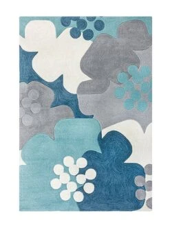 Teppich In Weiß/ Grau/ Blau
