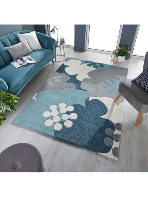 Teppich In Weiß/ Grau/ Blau – Bild 4