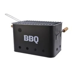 Mini Box Grill Holzkohlegrill Metall H: 21cm In Schwarz
