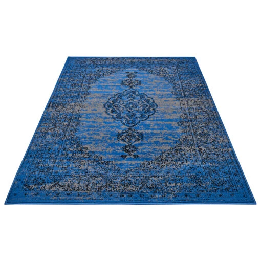 Kurzflor Teppich Méridional Jeansblau – Bild 2