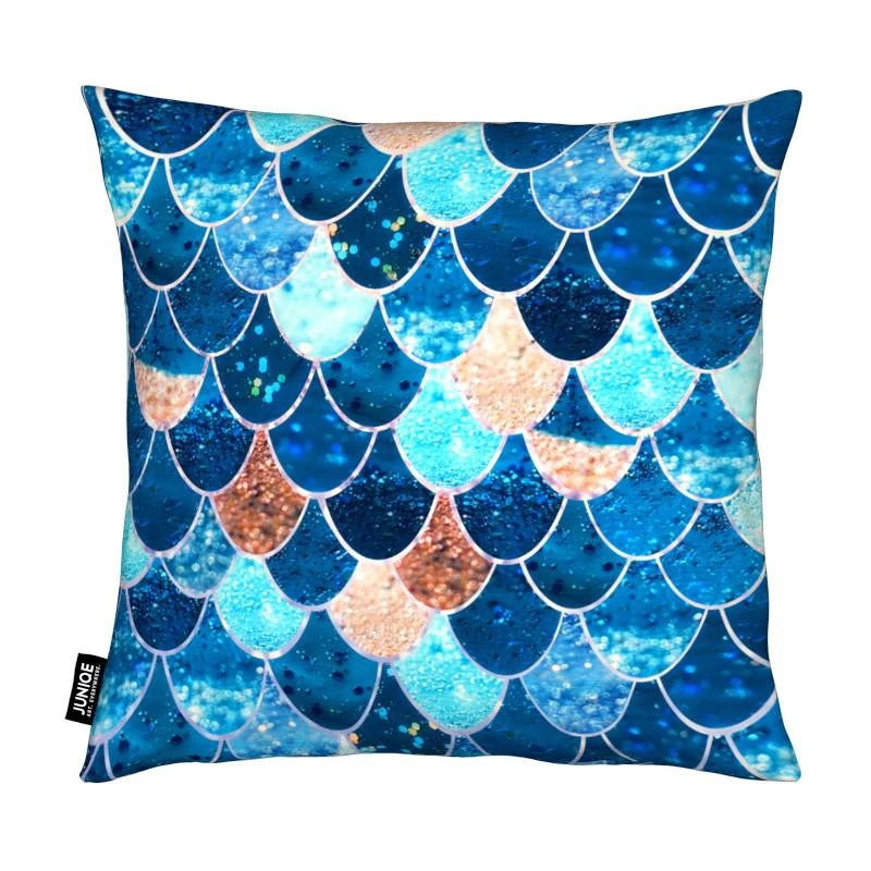 Kissen "Mermaid Blue" In Blau & Orange 4 Kissen "Mermaid Blue" In Blau & Orange – Bild 2