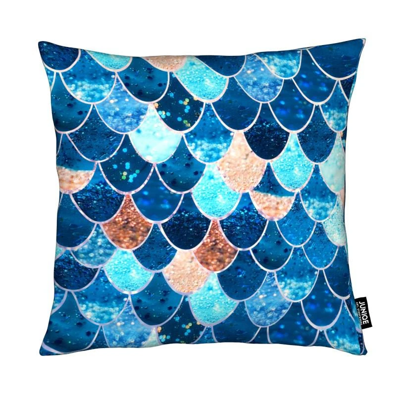 Kissen "Mermaid Blue" In Blau & Orange 3 Kissen "Mermaid Blue" In Blau & Orange