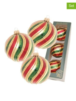 3er-Set: Christbaumkugeln In Rot/ Gold/ Grün - Ø 8
