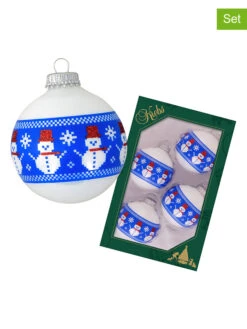 Christbaumkugeln In Weiß/ Blau - 4 Stück