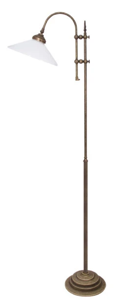 Stehlampe In Bronze Antik Matt Weiß