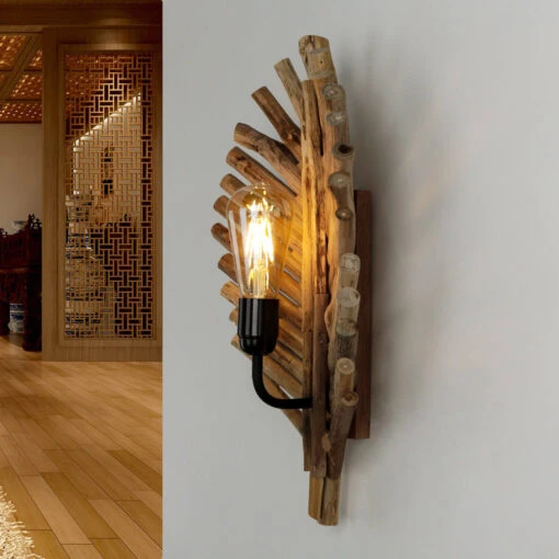 Wandlampe In Natur Holz – Bild 2