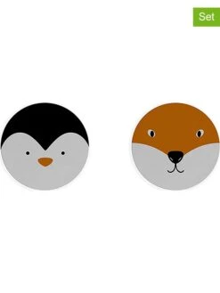 2er-Set: Tischsets "Animals 1" In Weiß/ Schwarz/ Orange - Ø 32 Cm