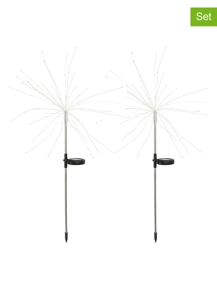 2er-Set: LED-Solar-Gartenstecker "Fireworks" In Weiß - (H)97 Cm