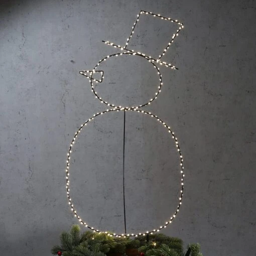 LED Gartenstecker Schneemann 250LED H: 77cm Für Außen In Schwarz – Bild 2