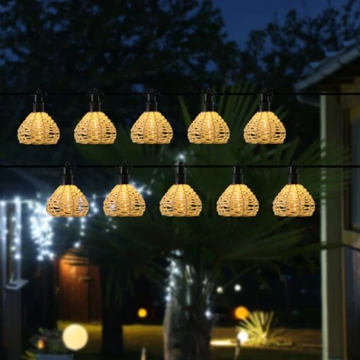 LED Party Deko Lichterkette Korboptik Boho Stil Für Außen L: 4,5m In Creme – Bild 2