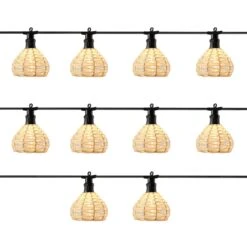 LED Party Deko Lichterkette Korboptik Boho Stil Für Außen L: 4,5m In Creme