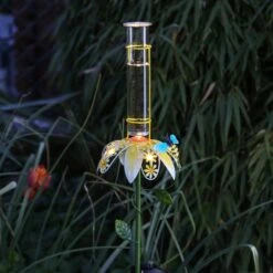 LED Solar Gartenstecker Blume Regenmesser In Gelb - H: 84cm -Heimdekoration Verkäufe marelida led solar gartenstecker blume regenmesser in gelb h 84cm 2