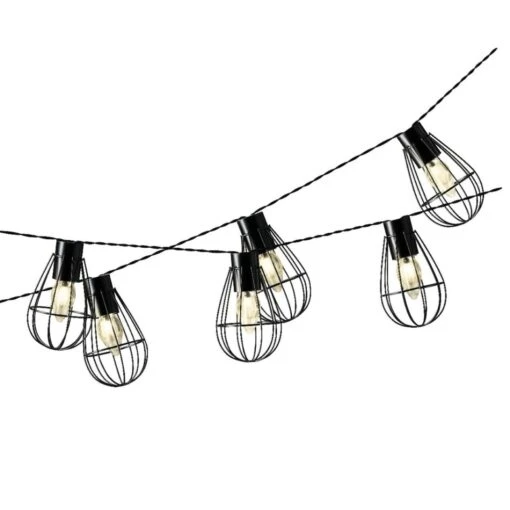 LED Solar Gitter Lichterkette In Schwarz - L: 1,5m