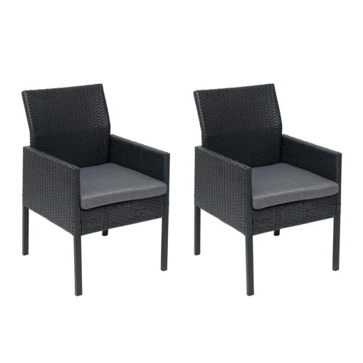 2er-Set Sessel G12, Schwarz, Kissen Dunkelgrau, Alu / Halbrund / Spun Poly