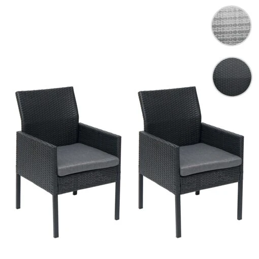 2er-Set Sessel G12, Schwarz, Kissen Dunkelgrau, Alu / Halbrund / Spun Poly – Bild 7