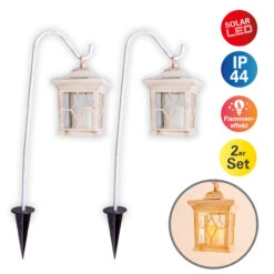 2er-Set LED-Outdoor-Erdspieß "Laterne" In Weiß