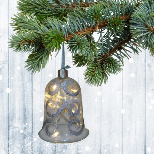 Dekoglas Mit Lichterkette "Glocke" 4er-Set In Silber – Bild 2