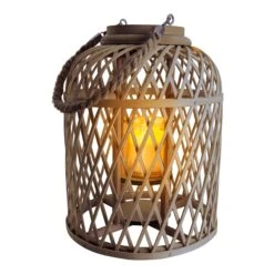 Dekoleuchte "Korb" (H) 29 Cm Incl. Solar-LED-Kerze In Braun