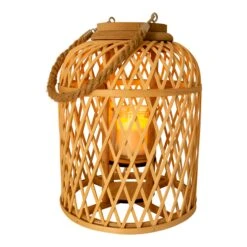 Dekoleuchte "Korb" (H) 29 Cm Incl. Solar-LED-Kerze In Natur