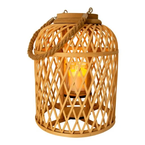 Dekoleuchte "Korb" (H) 29 Cm Incl. Solar-LED-Kerze In Natur