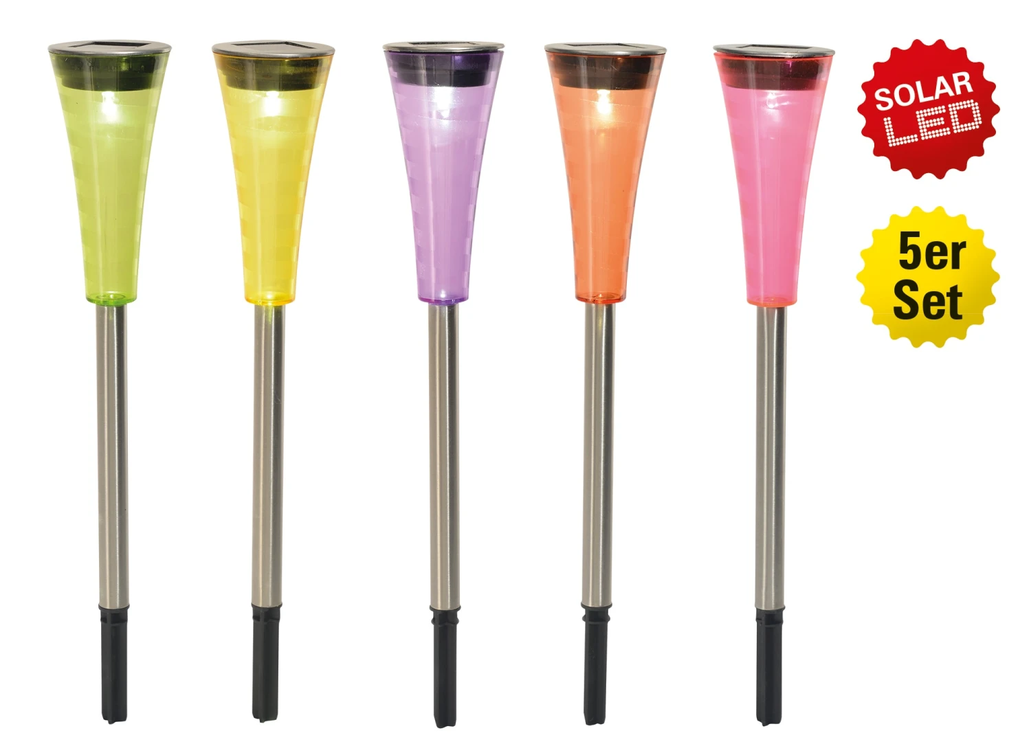LED Solar-Erdspieß 5er Set "Multi" In Bunt
