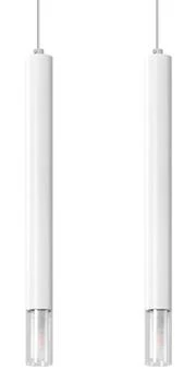 Hängeleuchte VITTORIA 2 Weiß Stahl Und Glas (L)30cm (B)6cm (H)120