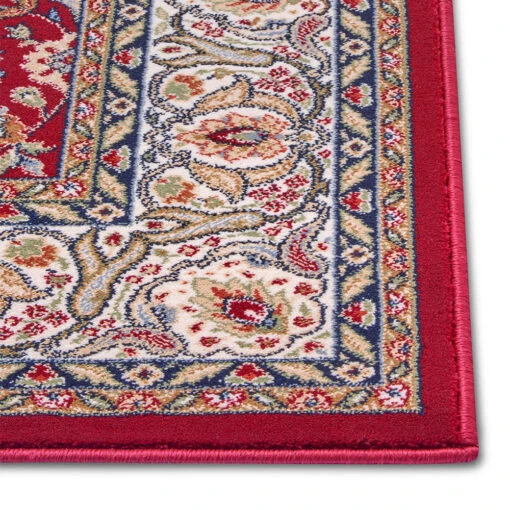 Orientalischer Kurzflor Teppich Aljars Rot Creme Mehrfarbig – Bild 2