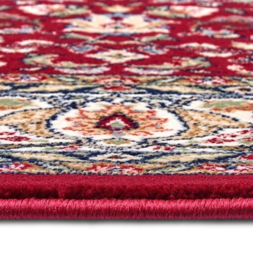 Orientalischer Kurzflor Teppich Aljars Rot Creme Mehrfarbig – Bild 3