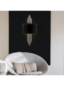 Wandleuchte In Schwarz - (B)22 X (H)75 Cm