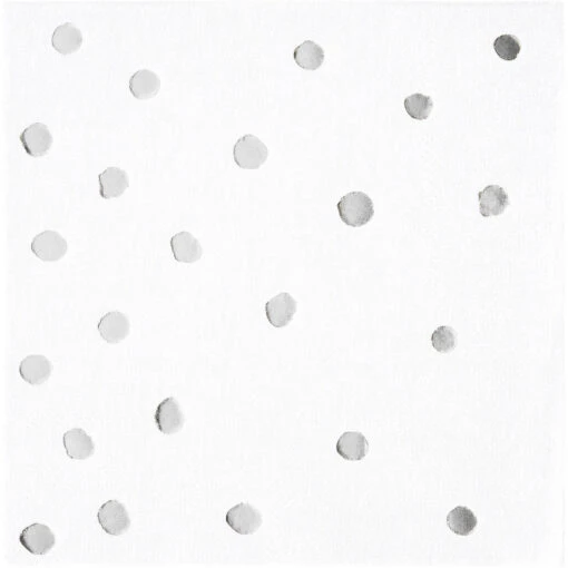Servietten Folienaufdruck Punkte Silberr Weiß, 25 Cm, 16 Stück