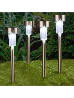 4er.Set: LED-Solar-Edelstahl-Gartenstecker - (H)36,5 Cm -Heimdekoration Verkäufe profigarden 4er set led solar edelstahl gartenstecker h 36 5 cm 2