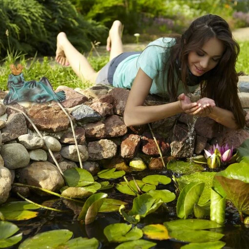 1 X Gartenfigur Froschkönig In Grün - Größe S – Bild 5