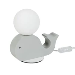 1x Kinder-Nachttischlampe "Wal" In Grau/ Weiß