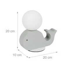 1x Kinder-Nachttischlampe "Wal" In Grau/ Weiß -Heimdekoration Verkäufe relaxdays 1x kinder nachttischlampe wal in grau weiss 3